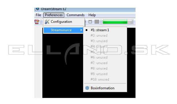 Výber zdroja streamu v DreamStream E2