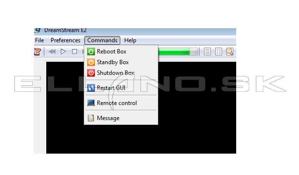 Menu Commands na vzdialenú správu Enigma2 prijímača